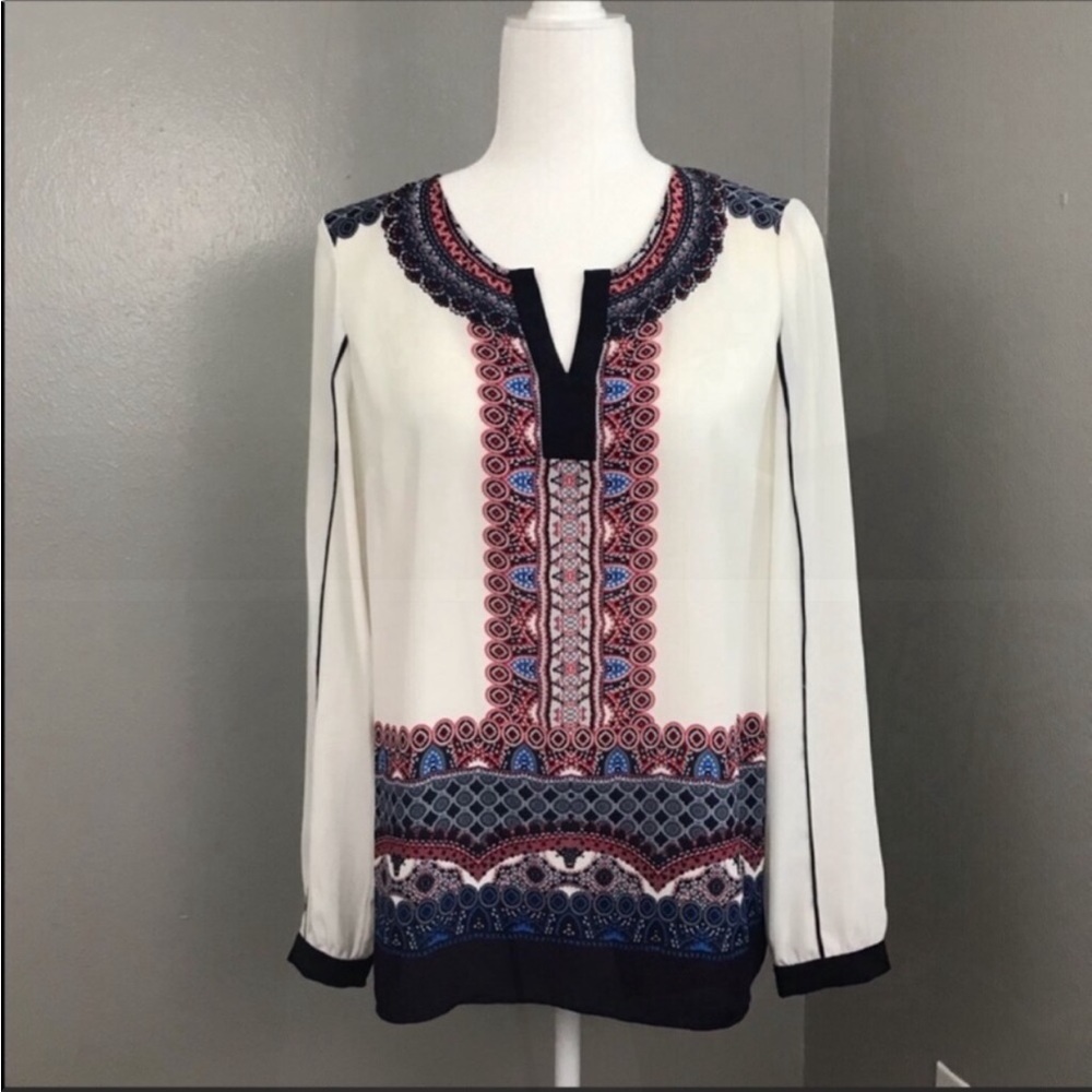Adriana Papell long sleeve white blouse
